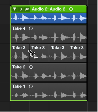 Figure. Making multiple cuts across a take.