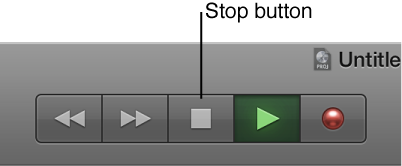 Figure. Transport buttons with Stop button selected.