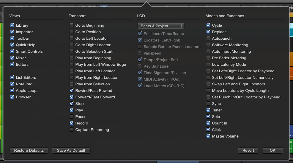 Figure. Customize Transport dialog.