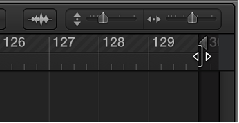 Figure. Project end marker in the Tracks area ruler.