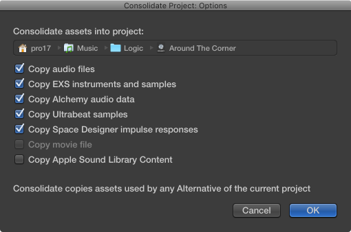 Figure. Consolidate Project dialog.