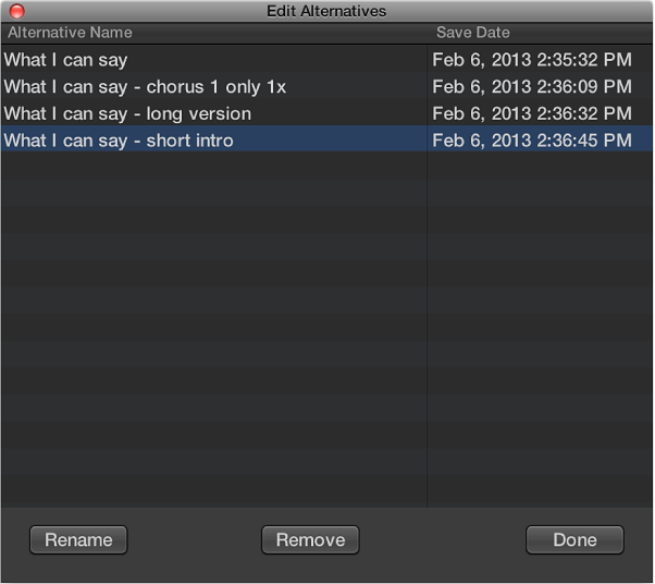 Figure. Edit Alternatives dialog.