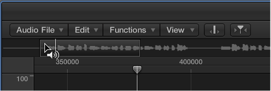 Figure. Sample Editor with the Prelisten icon over the waveform overview.