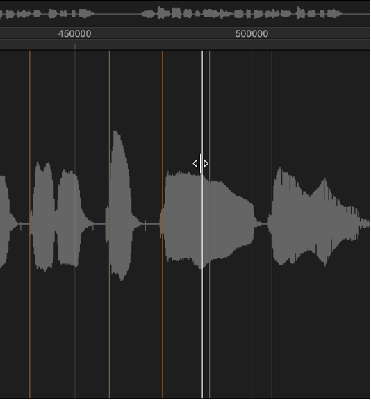 Figure. Sample Editor with transient being dragged in the waveform display.