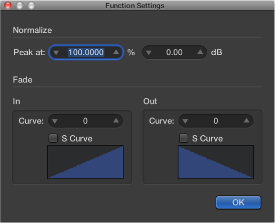 Figure. Function Settings window.