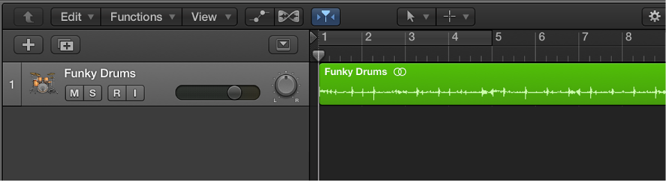 Figure. Tracks area showing audio track selected.