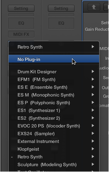 FIgure. Choosing No Plug-in from the pop-up menu.