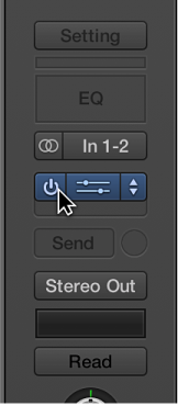 Figure. Pointing to the Bypass button at the left of the slot.