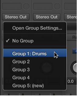 Figure. Group slot, showing channel strip group membership.