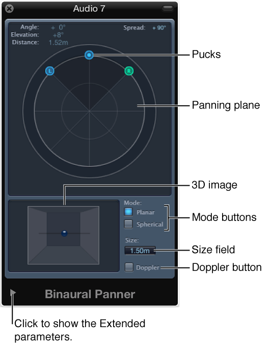 Figure. Binaural Panner window.