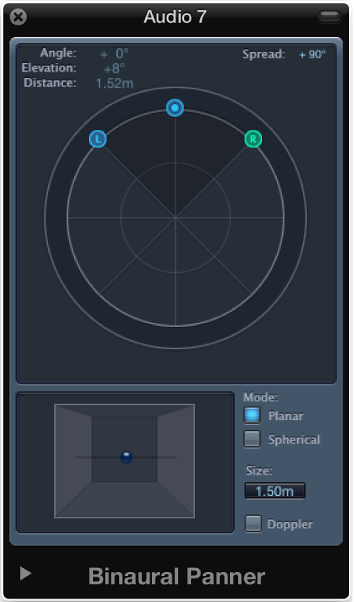  Figure. Binaural Panner window.
