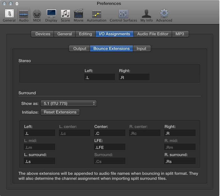 Figure. Bounce Extensions pane.