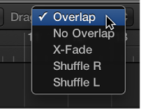 Figure. The Drag pop-up menu for the Tracks area.