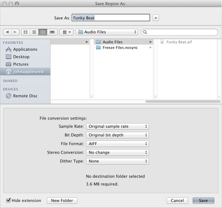 Figure. Save Region As dialog.