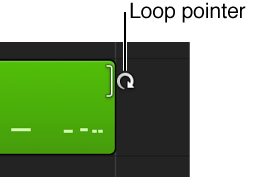 Figure. The Loop pointer appearing over the edge of a region.