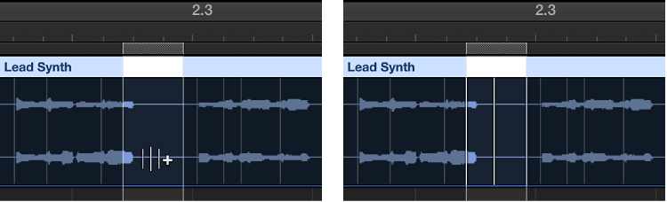 Figure. Showing flex markers at marquee borders, and at the clicked position.