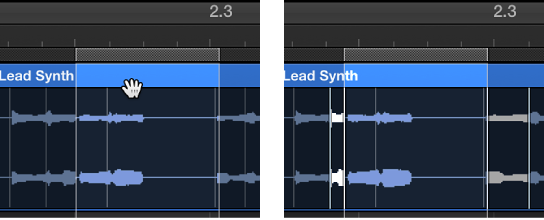 Figure. Showing the marquee selection area being dragged to the left.