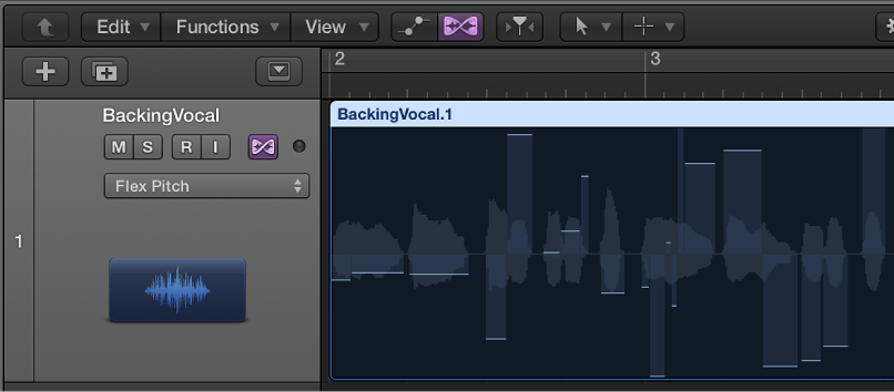 Figure. Showing Flex Pitch in the Tracks area.