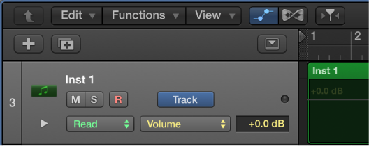 Figure. Showing track automation on for volume.