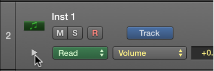 Figure. Pointing to the subtrack disclosure triangle.