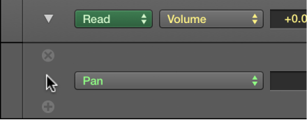 Figure. Mousing the pointer over an automation subtrack.