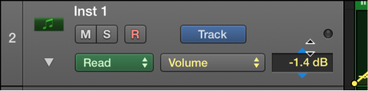 Figure. Dragging the Trim value in the track header's numerical display.