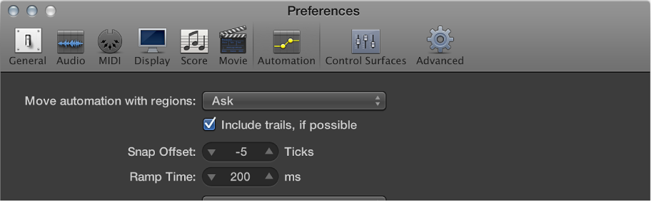 Figure. Automation preferences.