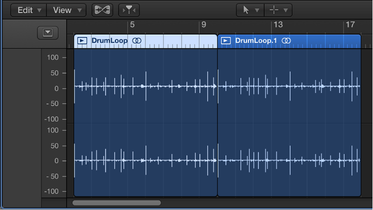 Figure. Audio Editor with region selected.
