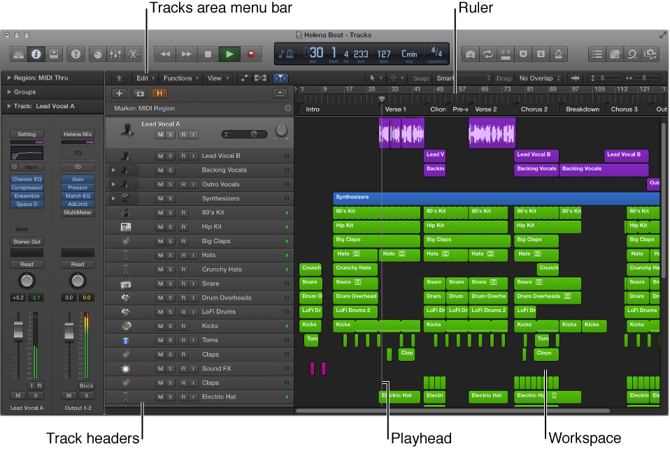 Figure. The Tracks area.