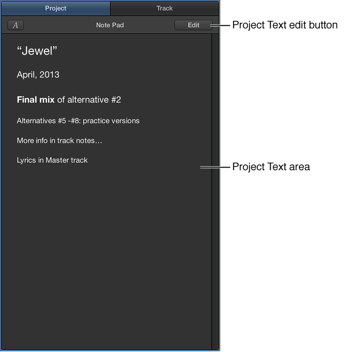 FIgure. Project Note Pad.