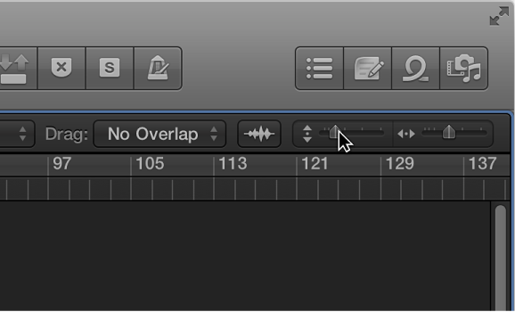 Figure. Zoom sliders in the Tracks area.