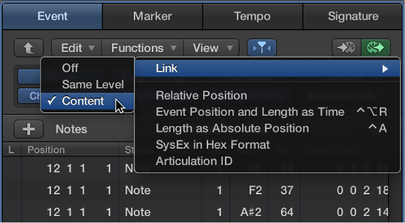 Figure. Catch and Link buttons.