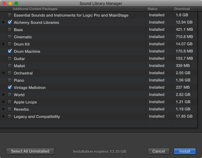 Figure. The Download Additional Content window.