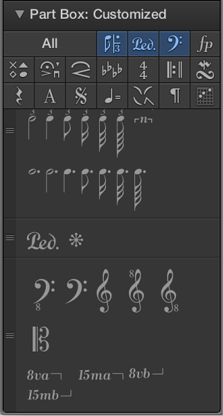 Figure. Part box buttons.