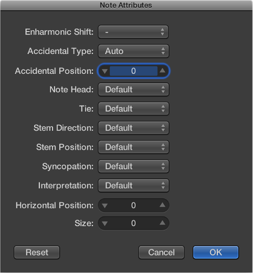 Figure. Note Attributes window.