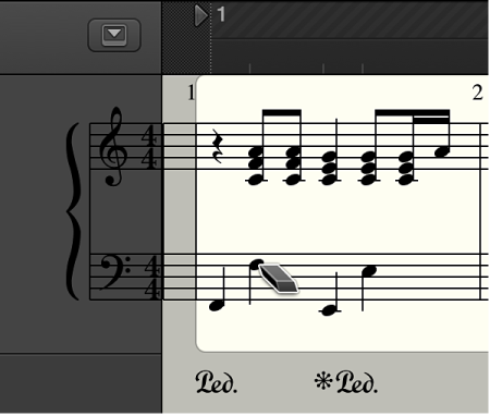 Figure. Eraser tool over object in the Score Editor.