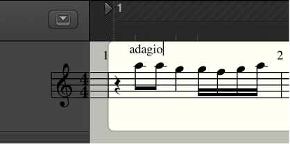 Figure. Entering text in the Score Editor.