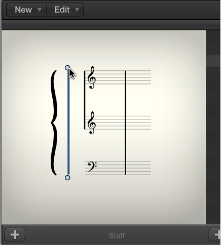 Figure. Bracket connection in the Staff Style window.