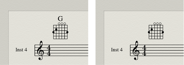 Figure. Showing chord name on chord grid symbol being hidden.