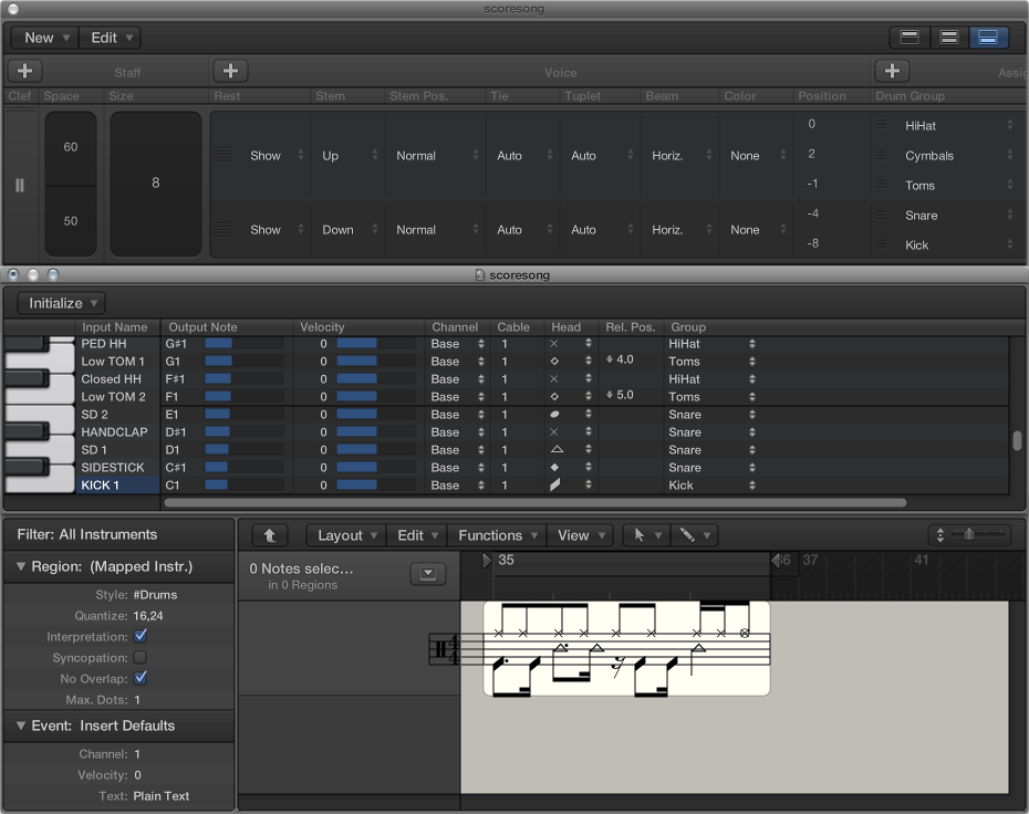 Figure. Mapped Instrument window.