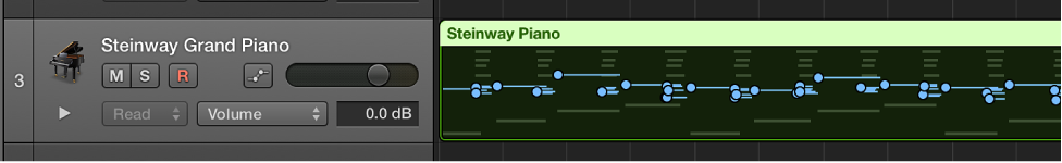 Figure. Showing MIDI Draw in the Tracks area.