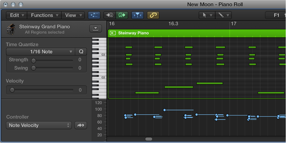 Figure. Showing MIDI Draw in the Piano Roll Editor.
