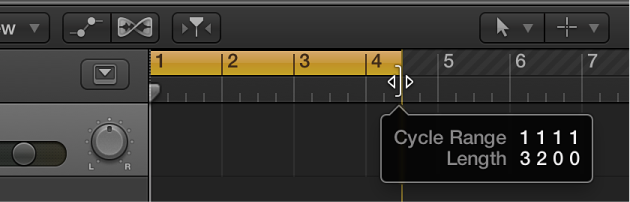 Figure. Dragging the right locator. The Help tag shows the cycle range and length.