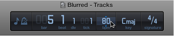 Figure. Editing the tempo in the LCD.