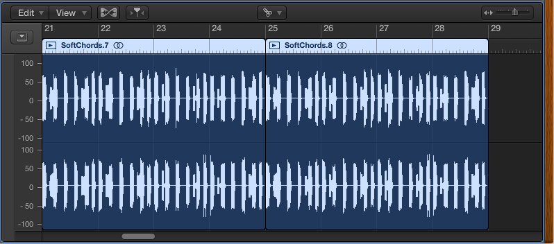 Figure. The Audio Track Editor with an audio region.