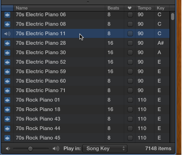 FIgure. The Loop Browser with a loop selected in the results list.