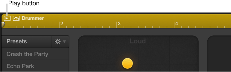 Figure. Play button in the Drummer Editor.