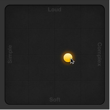 Figure. XY pad in the Drummer Editor.