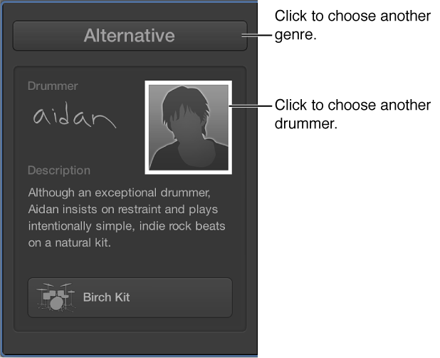 Figure. Showing how to choose another genre or drummer.