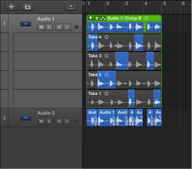 Figure. Showing the exported comp on a new track.